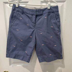J. Crew Navy Blue Embroidered Whale Chino Shorts